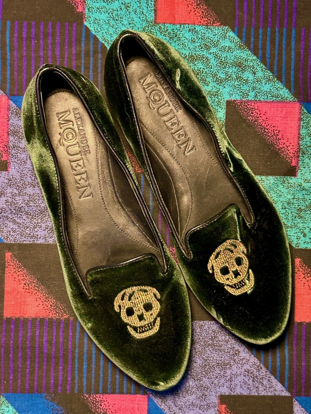 ALEXANDER McQUEEN Velvet Skull Loafers